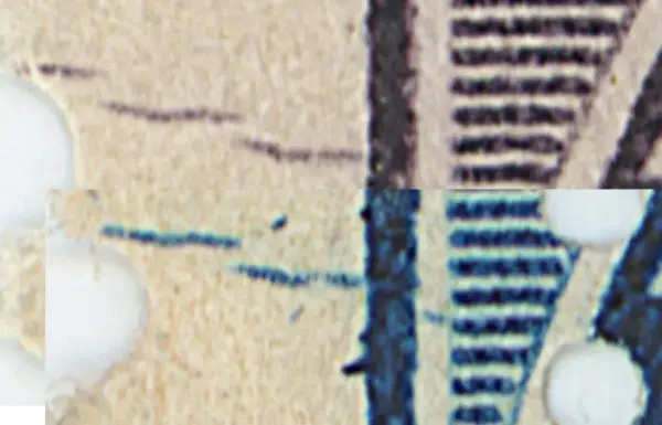 A close-up overlay showing the CPV on both colours